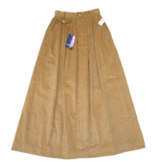 NWT Vintage Ralph Lauren Maxi in Camel Wide Wale Corduroy A-line Skirt 4 Fits 00 - Picture 1 of 8